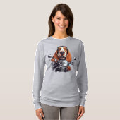 Cool dog biker, schattig basset hound dog driver t-shirt (Voorkant volledig)