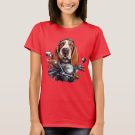 Cool dog biker, schattig basset hound dog driver t-shirt
