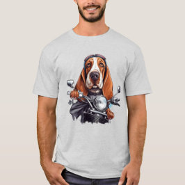 Cool dog biker, schattig basset hound dog driver t-shirt