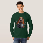 Cool dog biker, schattig basset hound dog driver t-shirt (Voorkant volledig)