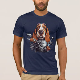 Cool dog biker, schattig basset hound dog driver t-shirt