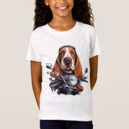 Cool dog biker, schattig basset hound dog driver t-shirt