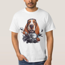 Cool dog biker, schattig basset hound dog driver t-shirt