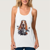 Cool dog biker, schattig basset hound dog driver tanktop (Voorkant)