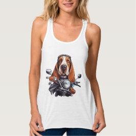 Cool dog biker, schattig basset hound dog driver tanktop