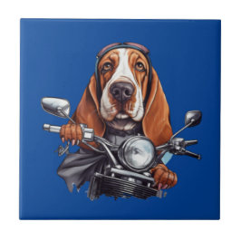 Cool dog biker, schattig basset hound dog driver tegeltje