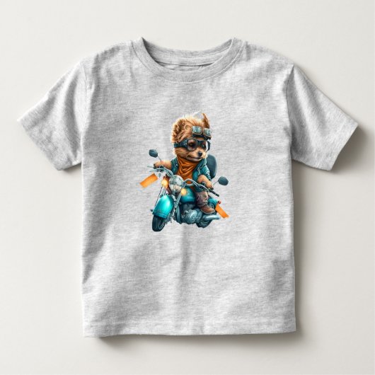 Cool dog biker, schattige Yorkshire terrier hond c Kinder Shirts (Voorkant)