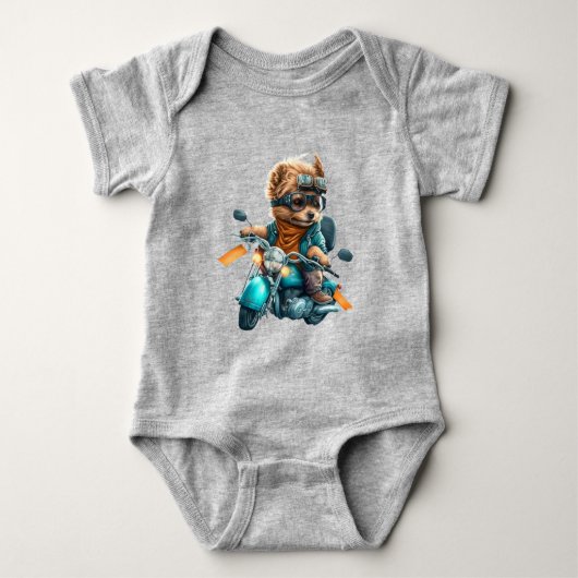 Cool dog biker, schattige Yorkshire terrier hond c Romper (Voorkant)
