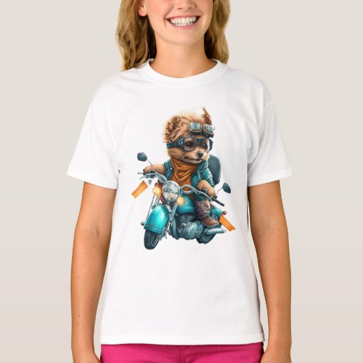 Cool dog biker, schattige Yorkshire terrier hond c T-shirt (Voorkant)