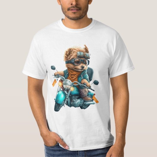 Cool dog biker, schattige Yorkshire terrier hond c T-shirt (Voorkant)