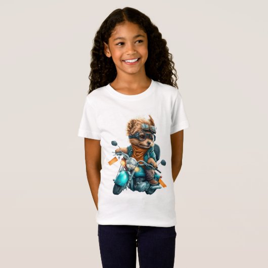 Cool dog biker, schattige Yorkshire terrier hond c T-shirt (Voorkant volledig)