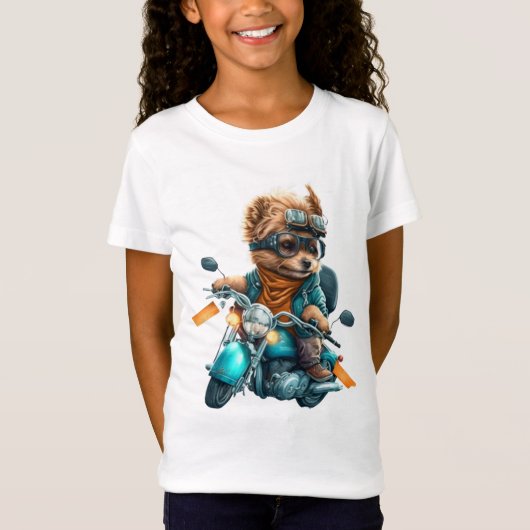Cool dog biker, schattige Yorkshire terrier hond c T-shirt (Voorkant)
