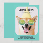 Cool Dog Birthday Party Invitation Kaart (Voorkant / Achterkant)