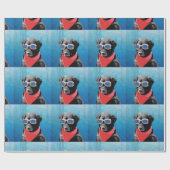 Cool Dog Black Lab Red Bandana Blue Goggles Cadeaupapier (Vlak)