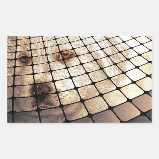 Cool Dog Digital Art Rechthoekige Sticker (Voorkant)
