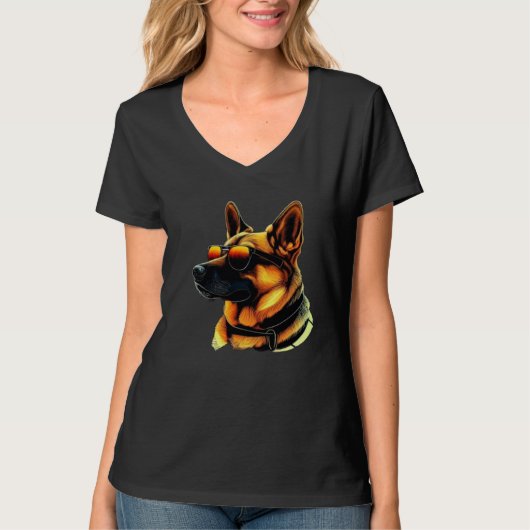 Cool Dog Face with Sunglasses T-shirt (Voorkant)