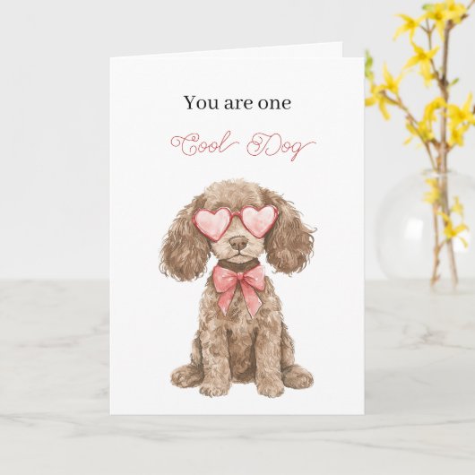 Cool Dog Hart Bril Verjaardag   Kaart (Gele Bloem)