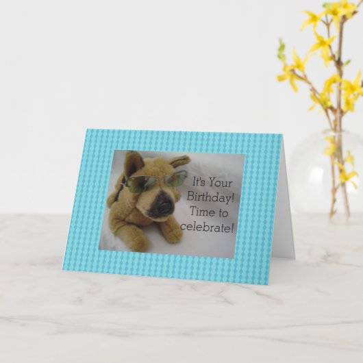 Cool Dog, het is jouw verjaardag! Kaart (Gele Bloem)