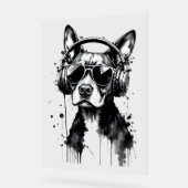 Cool Dog hoofdtelefoon Schattige Huisdieren Zwart  Acryl Bord (Hoek)