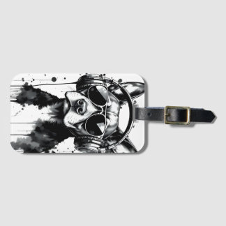 Cool Dog hoofdtelefoon Schattige Huisdieren Zwart Bagagelabel