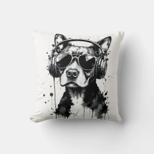 Cool Dog hoofdtelefoon Schattige Huisdieren Zwart Kussen