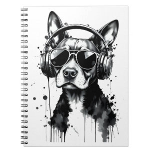 Cool Dog hoofdtelefoon Schattige Huisdieren Zwart  Notitieboek