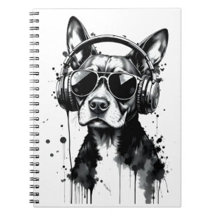 Cool Dog hoofdtelefoon Schattige Huisdieren Zwart  Notitieboek
