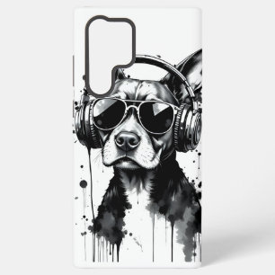 Cool Dog hoofdtelefoon Schattige Huisdieren Zwart Samsung Galaxy Hoesje