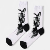 Cool Dog hoofdtelefoon Schattige Huisdieren Zwart  Sokken (Links)