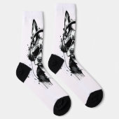 Cool Dog hoofdtelefoon Schattige Huisdieren Zwart  Sokken (Rechts)