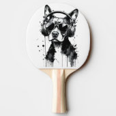 Cool Dog hoofdtelefoon Schattige Huisdieren Zwart  Tafeltennisbatje (Achterkant)