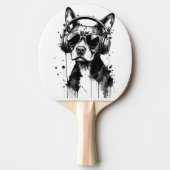 Cool Dog hoofdtelefoon Schattige Huisdieren Zwart  Tafeltennisbatje (Voorkant)