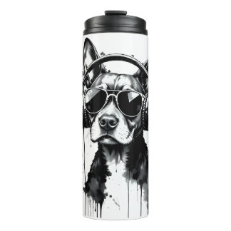 Cool Dog hoofdtelefoon Schattige Huisdieren Zwart Thermosbeker
