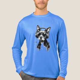 Cool Dog hoofdtelefoon Schattige Huisdieren Zwart Tri-Blend Shirt