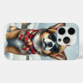 Cool Dog in Preppy winterkleding en -Pet Case-Mate iPhone Case (Achterkant (horizontaal))