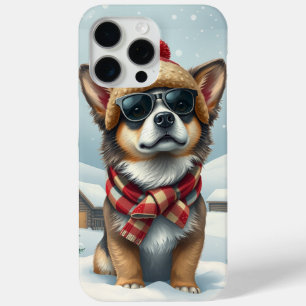 Cool Dog in Preppy winterkleding en -Pet iPhone 15 Pro Max Hoesje