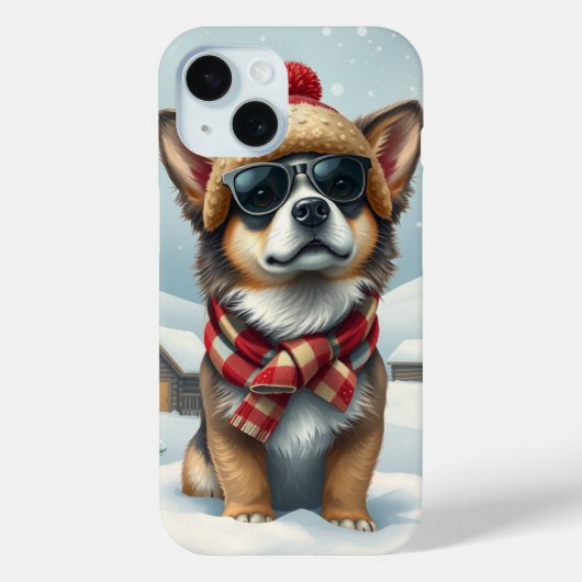 Cool Dog in Preppy winterkleding en -Pet Case-Mate iPhone Case (Achterkant)
