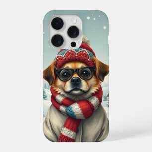 Cool Dog in Preppy winterkleding en -Pet iPhone 15 Pro Case