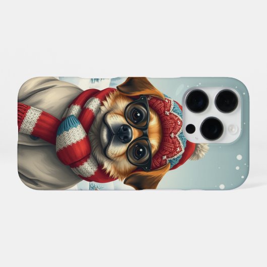 Cool Dog in Preppy winterkleding en -Pet iPhone Hoesje (Achterkant horizontaal)