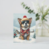 Cool Dog in Preppy winterkleding en Pet winter Feestdagenkaart (Staand voorkant)