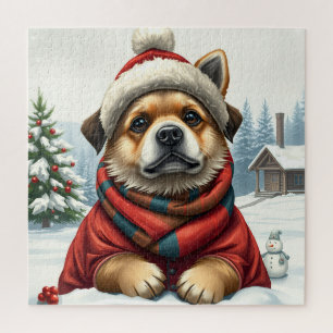 Cool Dog in Preppy winterkleding en Pet winter Legpuzzel