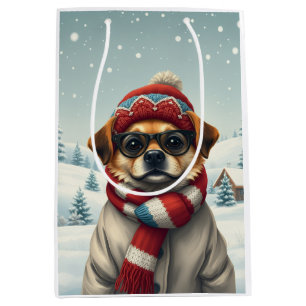 Cool Dog in Preppy winterkleding en Pet winter Medium Cadeauzakje