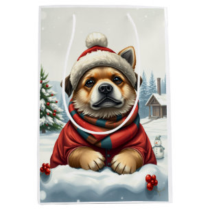 Cool Dog in Preppy winterkleding en Pet winter Medium Cadeauzakje