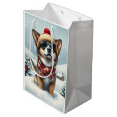 Cool Dog in Preppy winterkleding en Pet winter Medium Cadeauzakje (Achterkant Gekanteld)