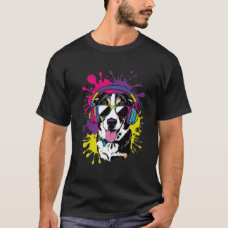Cool Dog met hoofdtelefoon Pop Art Design T-shirt