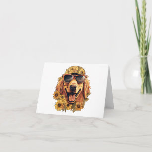 Cool Dog met Pet en Bloemen Blank Groet Kaart