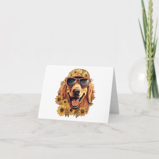 Cool Dog met Pet en Bloemen Blank Groet Kaart (Voorkant)