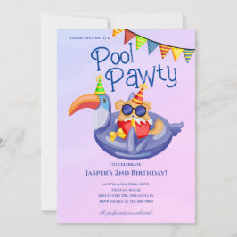 Cool Dog Pool Party Verjaardagsuitnodiging Kaart