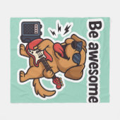 Cool Dog Rocking Guitar Sticker | Be Awesome Vibes Fleece Deken (Voorkant (Horizontaal))