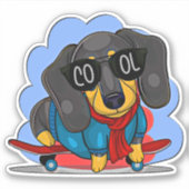 Cool Dog Skateboarder 4-inch Kiss Cut Vinyl Sticke Sticker (Voorkant)